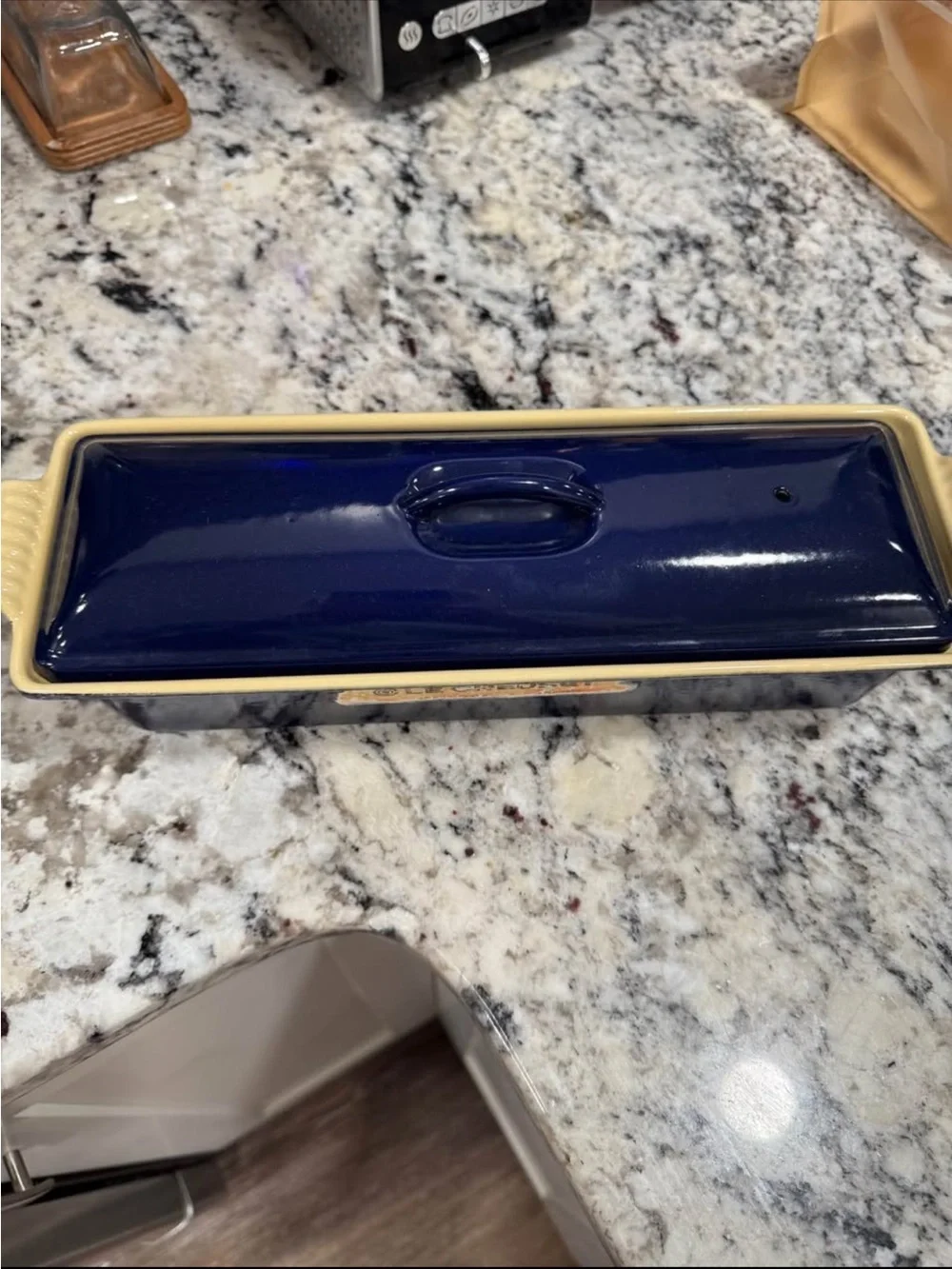 New with tags, Le Creuset Enameled Cast Iron Pate Terrine, 2 Qt, COBALT